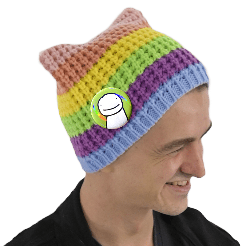 VidCon 2025 Dream Pastel Rainbow Cat Beanie with Blob Button